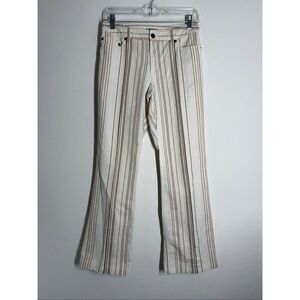 Natural Issue Women’s Cotton Blend Striped Pants Size 5/6 White Tan